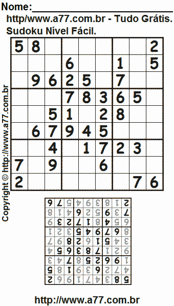 Passatempo Sudoku Para Imprimir Com Respostas