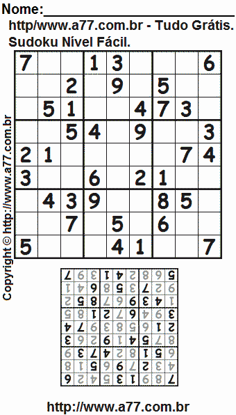 Sudoku Grátis Para Impressão Nível Fácil