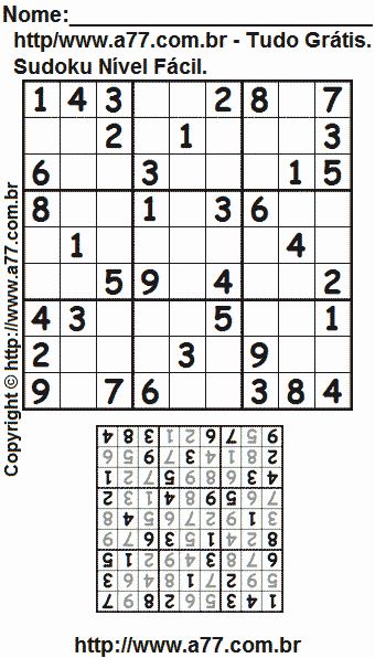 Sudoku Grátis Fácil Para Impressão