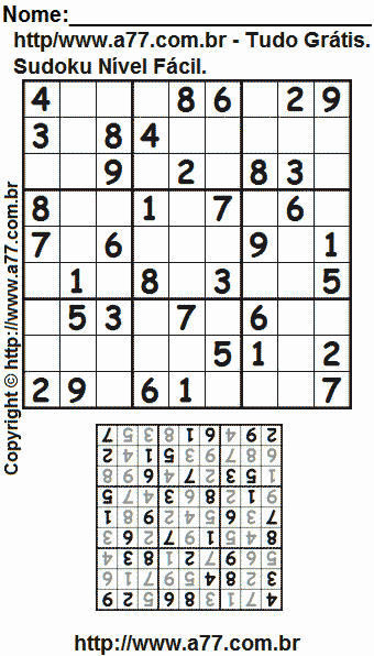 Sudoku Para Imprimir Fácil Com Resposta