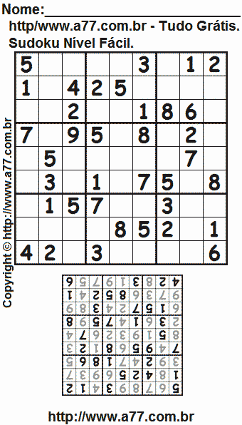 Sudoku Para Imprimir Com Respostas