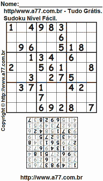 Sudoku Grátis Fácil Para Impressão