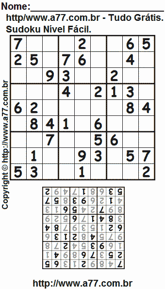 Sudoku Para Impressão. Jogo Nº 76.