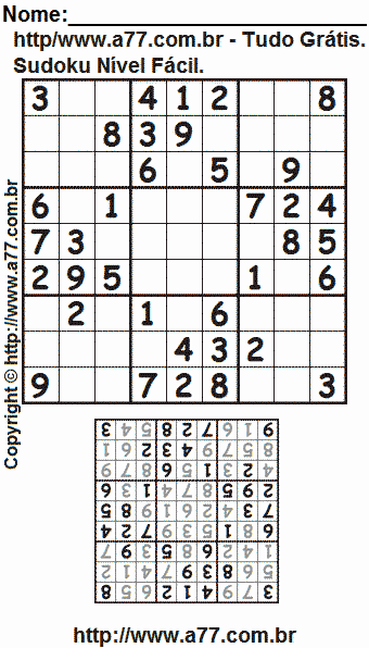 Sudoku Para Imprimir Com Resposta