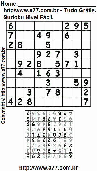 Sudoku gratuito online. imprimir Sudoku #852.