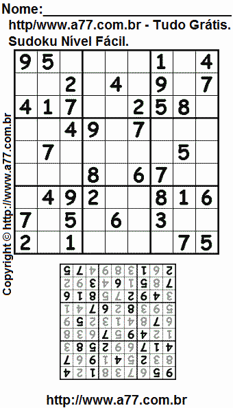 Jogo de Sudoku Para Impressão Com Respostas