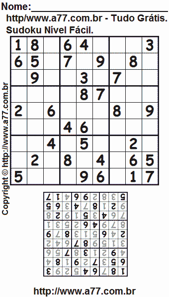 Sudoku Para Impressão Com Resposta