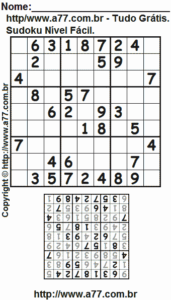 Jogo Fácil de Sudoku Para Imprimir