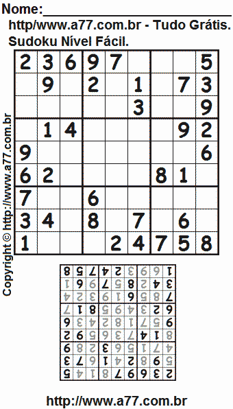 Passatempo Sudoku Para Imprimir Com Respostas