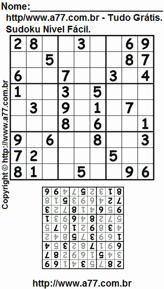 Passatempo Sudoku Para Imprimir Com Resposta