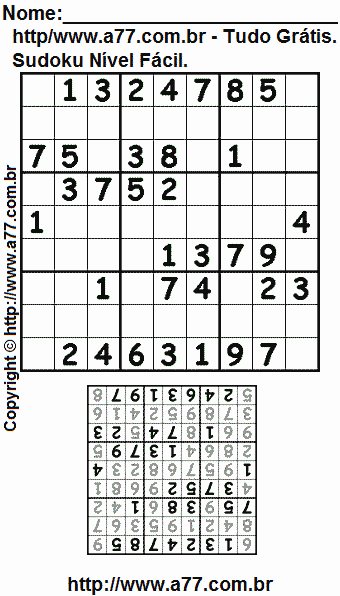 Jogo Fácil de Sudoku Para Imprimir