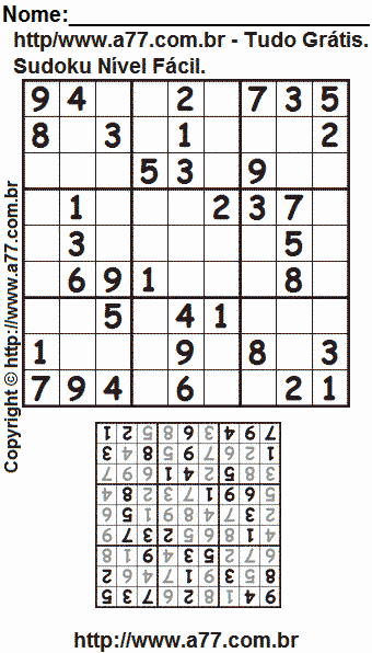 Sudoku Para Impressão Com Respostas