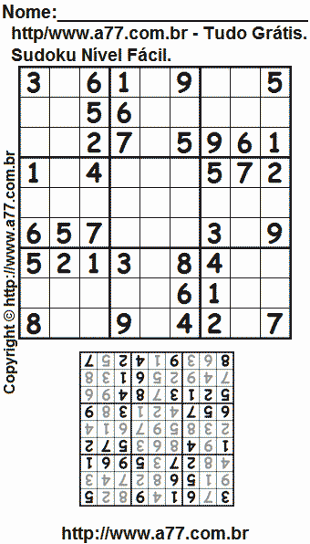 Jogo de Sudoku Para Imprimir Com Resposta