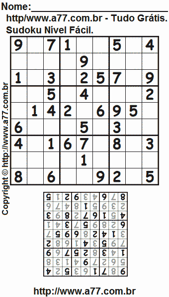 Sudoku Para Imprimir Com Respostas