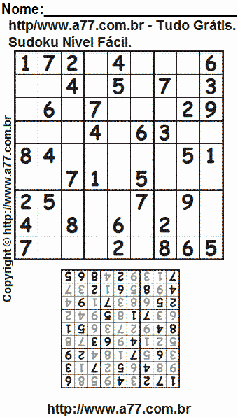 Jogo de Sudoku Para Impressão Com Respostas