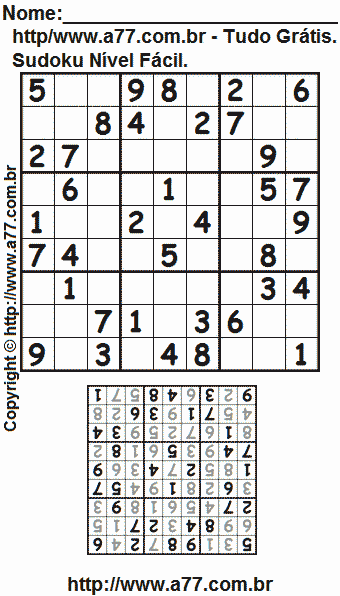 Passatempo Sudoku Para Imprimir Com Resposta