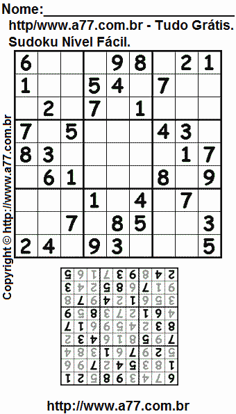 Jogo Fácil de Sudoku Para Imprimir