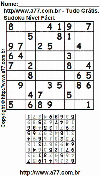 Sudoku Para Imprimir Com Resposta