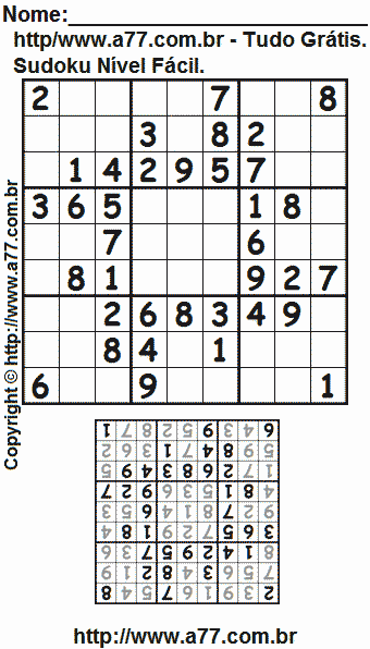 Jogo Sudoku Para Impressão Com Respostas