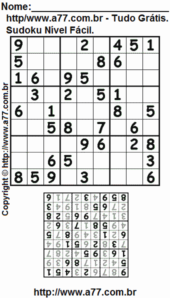Sudoku Grátis Fácil Para Imprimir