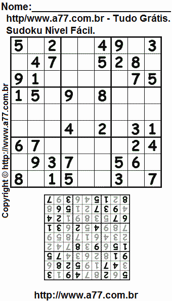 Sudoku Para Impressão Fácil Com Resposta