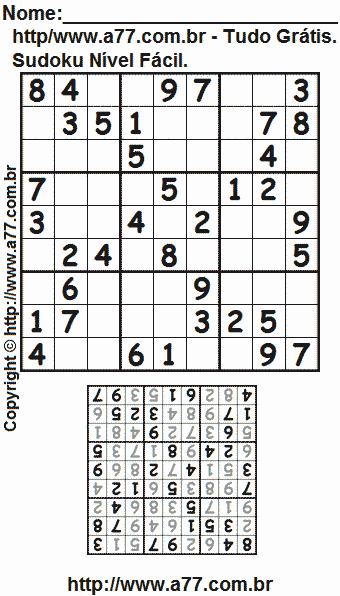 Sudoku Fácil Para Imprimir