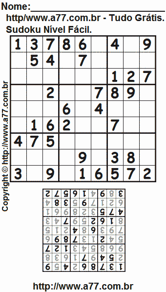 Sudoku Para Imprimir Fácil Com Resposta