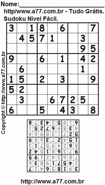 Sudoku Para Impressão Fácil Com Resposta