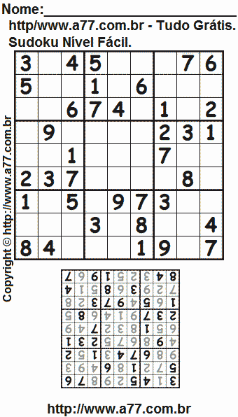 Jogo Sudoku Para Imprimir Com Respostas