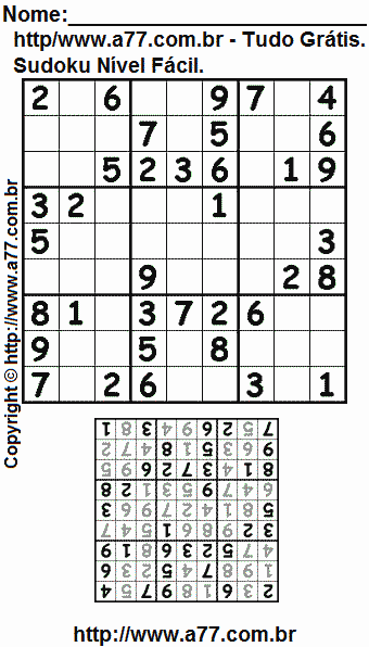Jogo Sudoku Para Impressão Com Respostas