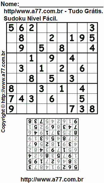 Jogo Fácil de Sudoku Para Imprimir
