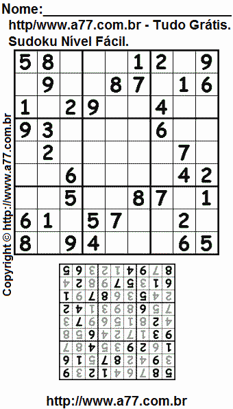 Jogo Fácil de Sudoku Para Impressão