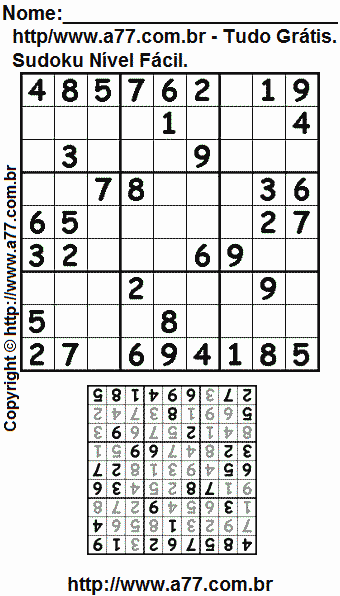 Sudoku Grátis Fácil Para Impressão