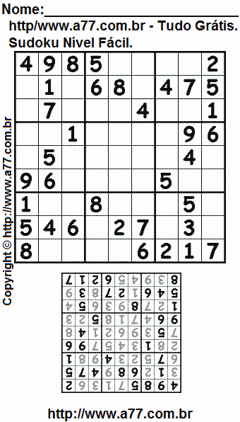 Sudoku Para Imprimir Fácil Com Respostas