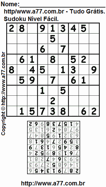 Sudoku Para Impressão Fácil Com Respostas