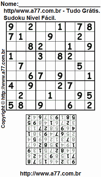Sudoku Fácil Para Imprimir Com Resposta