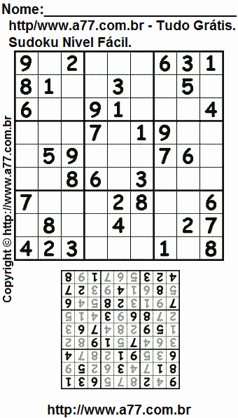 Sudoku Para Imprimir Com Resposta