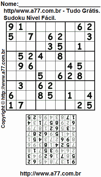 Sudoku Para Impressão Com Resposta