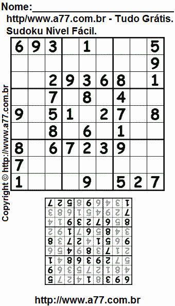 Jogo de Sudoku Para Impressão Com Respostas