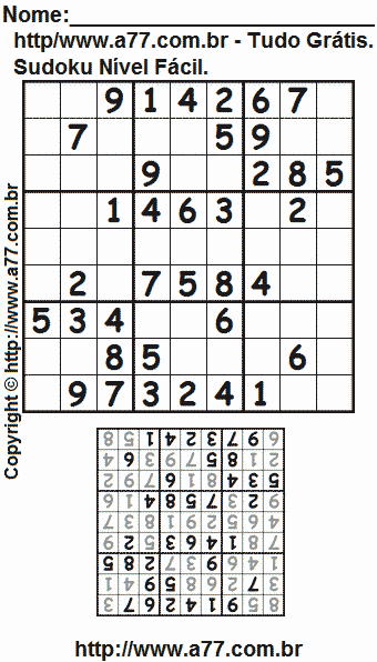 Jogo Sudoku Para Imprimir Com Respostas
