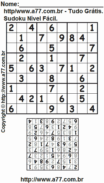Jogo Sudoku Para Impressão Com Respostas