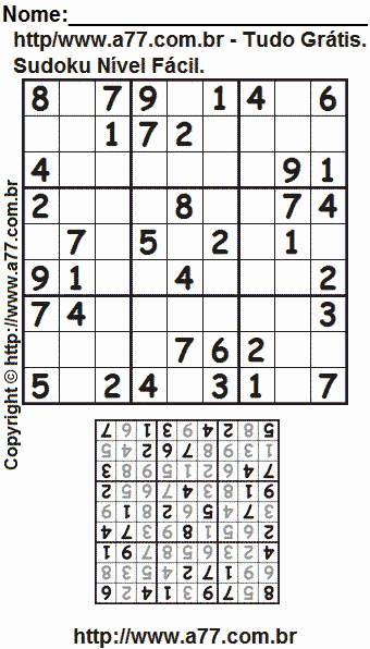 Passatempo Com Números Sudoku Para Impressão. Jogo Nº 755.