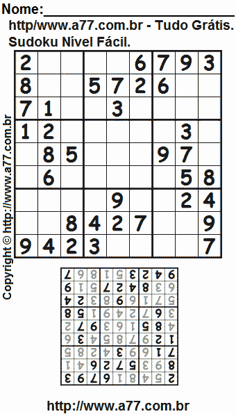 Jogo Fácil de Sudoku Para Imprimir