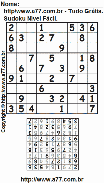 Passatempo Sudoku Para Impressão Com Respostas