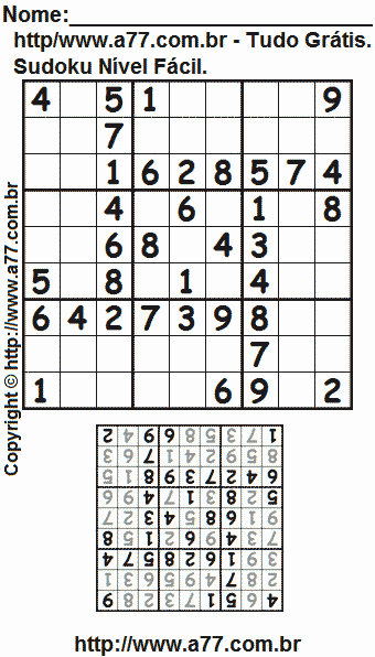 Sudoku Para Impressão Fácil Com Respostas
