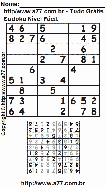 Sudoku Para Impressão Com Resposta