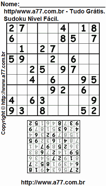 Sudoku Para Imprimir Com Respostas