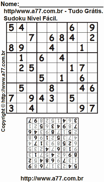 Jogo Fácil de Sudoku Para Imprimir