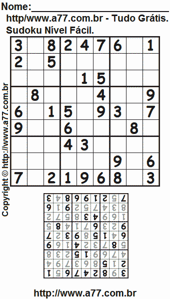 Sudoku Fácil Para Imprimir Com Resposta