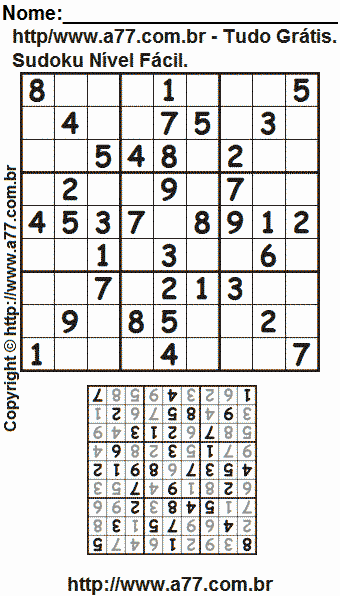 Sudoku Para Imprimir Fácil Com Respostas